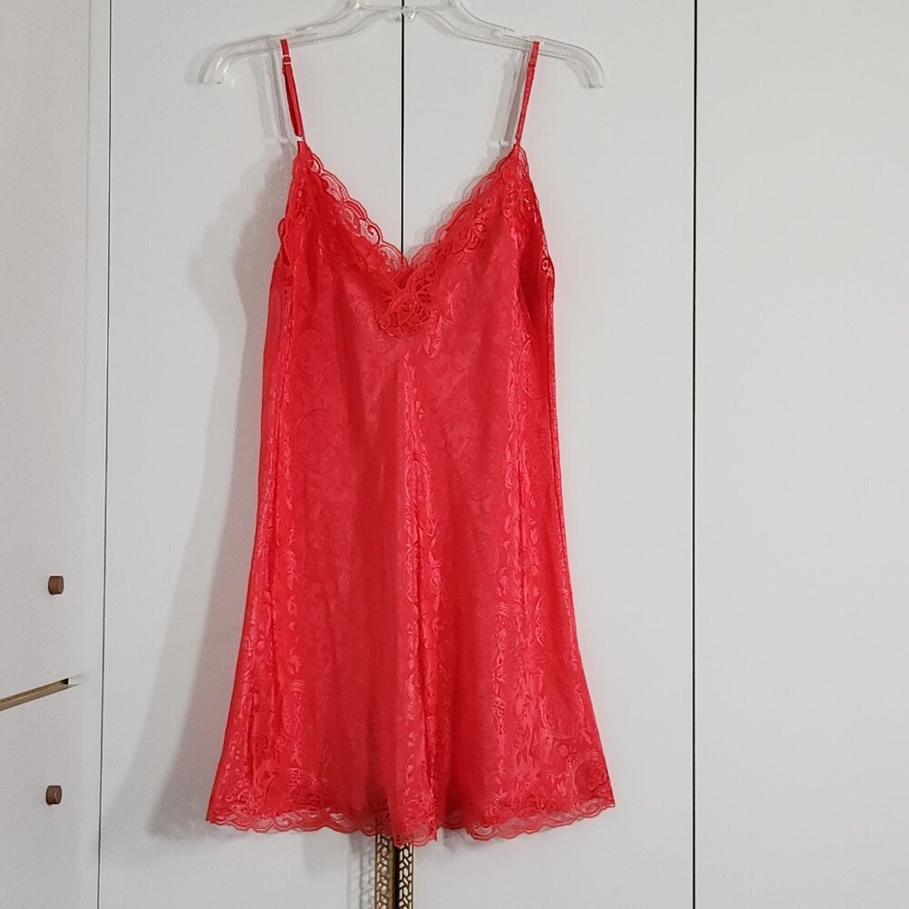 Victoria's Secret Lace Babydoll Nightgown Slip Size S Red/Coral Gold Label - Picture 4 of 5